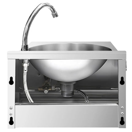 GGM Gastro Commercial Hand Wash Sink - Stainless steel - with knee-operated tap (hot & cold)