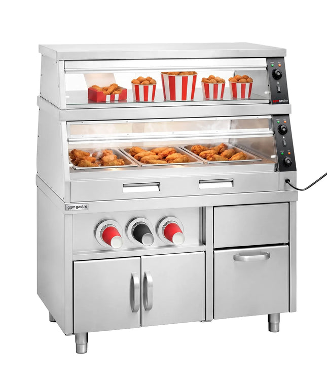 GGM Gastro Commercial Heated Display Cabinet – 1200 mm – for 3 × GN 1/1 – Individually Adjustable – 3.5 kW