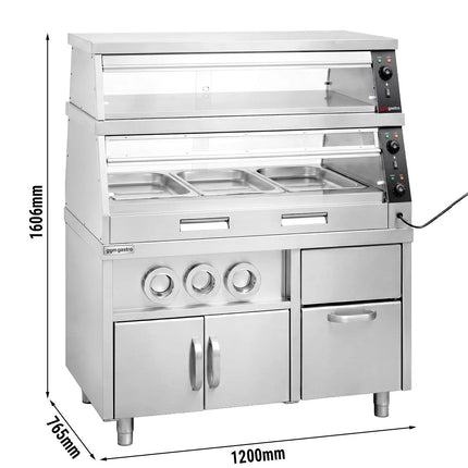 GGM Gastro Commercial Heated Display Cabinet – 1200 mm – for 3 × GN 1/1 – Individually Adjustable – 3.5 kW
