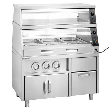 GGM Gastro Commercial Heated Display Cabinet – 1200 mm – for 3 × GN 1/1 – Individually Adjustable – 3.5 kW