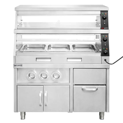 GGM Gastro Commercial Heated Display Cabinet – 1200 mm – for 3 × GN 1/1 – Individually Adjustable – 3.5 kW
