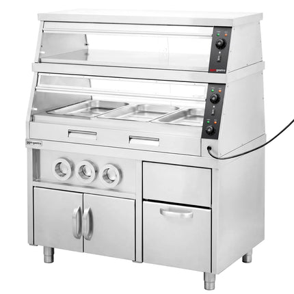 GGM Gastro Commercial Heated Display Cabinet – 1200 mm – for 3 × GN 1/1 – Individually Adjustable – 3.5 kW