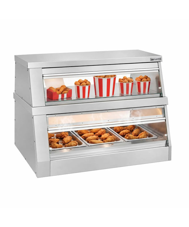 GGM Gastro Commercial Heated Display Cabinet - 1200mm - 3.5kW - with 2 shelves - 3 x GN 1/1