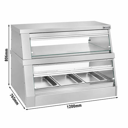 GGM Gastro Commercial Heated Display Cabinet - 1200mm - 3.5kW - with 2 shelves - 3 x GN 1/1