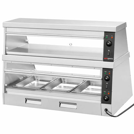 GGM Gastro Commercial Heated Display Cabinet - 1200mm - 3.5kW - with 2 shelves - 3 x GN 1/1