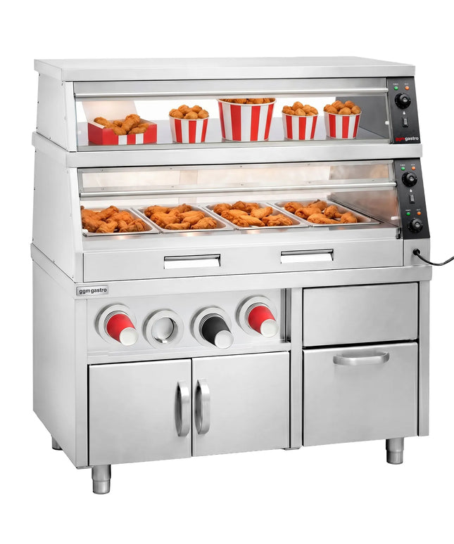 GGM Gastro Commercial Heated Display Cabinet – 1500 mm – for 4 × GN 1/1 – Individually Adjustable – 3.5 kW