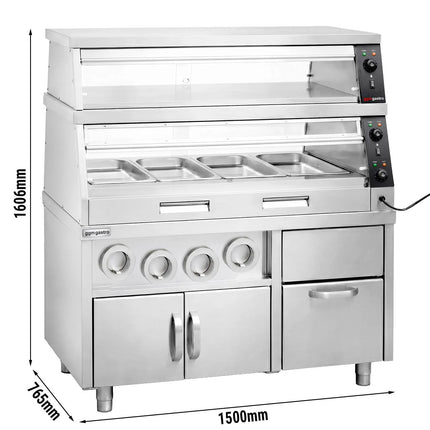 GGM Gastro Commercial Heated Display Cabinet – 1500 mm – for 4 × GN 1/1 – Individually Adjustable – 3.5 kW