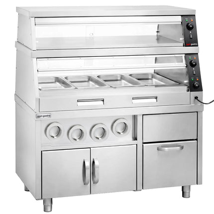 GGM Gastro Commercial Heated Display Cabinet – 1500 mm – for 4 × GN 1/1 – Individually Adjustable – 3.5 kW