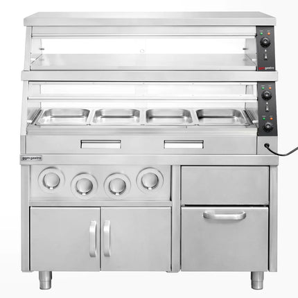 GGM Gastro Commercial Heated Display Cabinet – 1500 mm – for 4 × GN 1/1 – Individually Adjustable – 3.5 kW