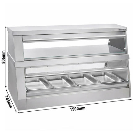 GGM Gastro Commercial Heated Display Cabinet - 1500mm - 3.5kW - with 2 shelves