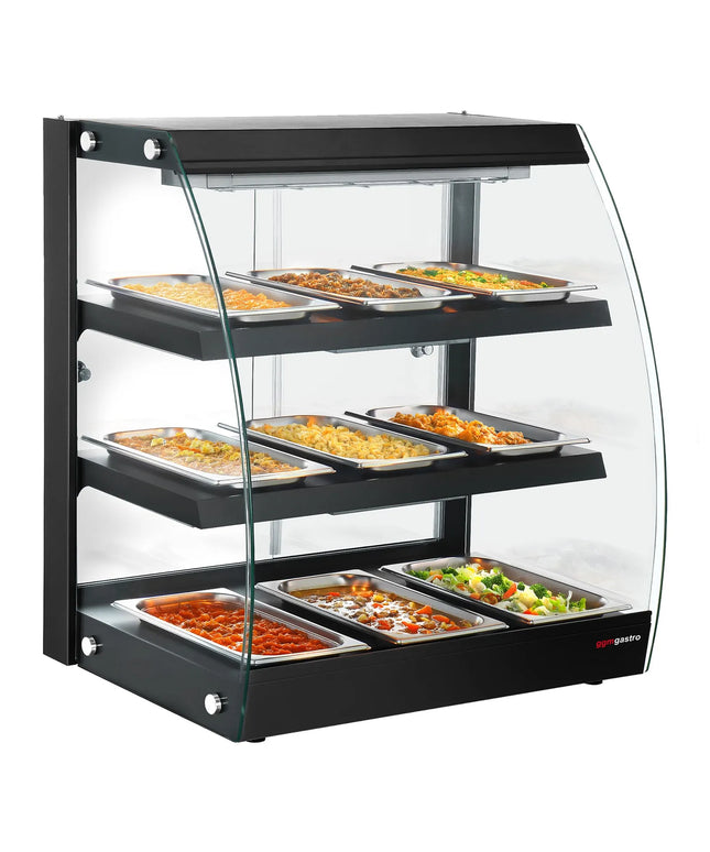 GGM Gastro Commercial Heated Display Cabinet - 648mm - 1.16kW - with 3 shelves - Black
