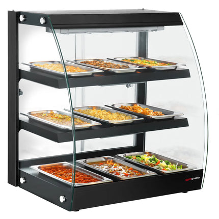GGM Gastro Commercial Heated Display Cabinet - 648mm - 1.16kW - with 3 shelves - Black