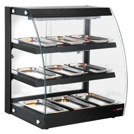 GGM Gastro Commercial Heated Display Cabinet - 648mm - 1.16kW - with 3 shelves - Black