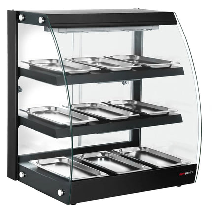 GGM Gastro Commercial Heated Display Cabinet - 648mm - 1.16kW - with 3 shelves - Black