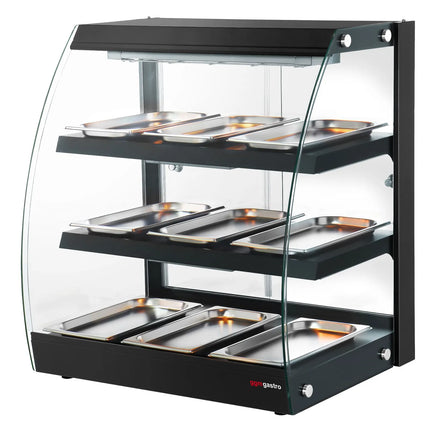 GGM Gastro Commercial Heated Display Cabinet - 648mm - 1.16kW - with 3 shelves - Black