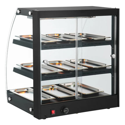 GGM Gastro Commercial Heated Display Cabinet - 648mm - 1.16kW - with 3 shelves - Black