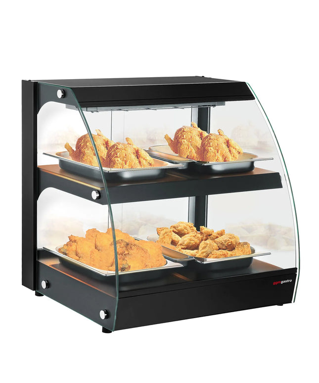 GGM Gastro Commercial Heated Display Cabinet - 650mm - 560W - with 2 shelves - Black