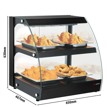 GGM Gastro Commercial Heated Display Cabinet - 650mm - 560W - with 2 shelves - Black