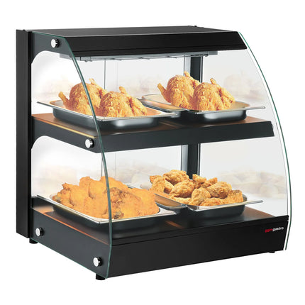 GGM Gastro Commercial Heated Display Cabinet - 650mm - 560W - with 2 shelves - Black