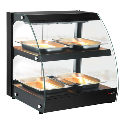 GGM Gastro Commercial Heated Display Cabinet - 650mm - 560W - with 2 shelves - Black