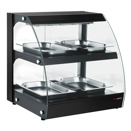 GGM Gastro Commercial Heated Display Cabinet - 650mm - 560W - with 2 shelves - Black