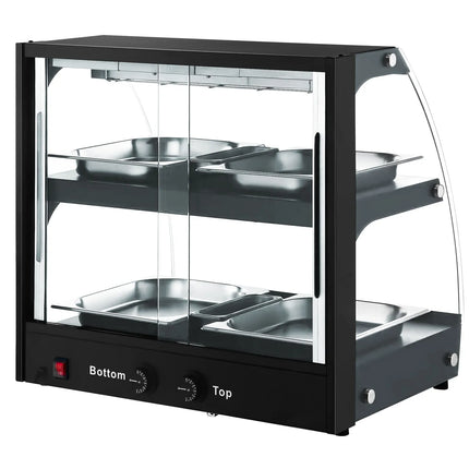 GGM Gastro Commercial Heated Display Cabinet - 650mm - 560W - with 2 shelves - Black