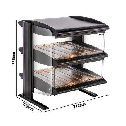 GGM Gastro Commercial Heated Display Cabinet - 710mm - 1.02kW - with 2 shelves - Black