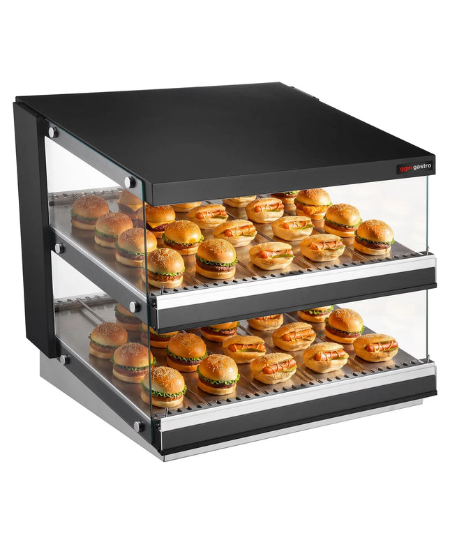 GGM Gastro Commercial Heated Display Cabinet – 800 mm – 1.16 kW – with 2 Shelves – Black