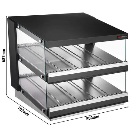 GGM Gastro Commercial Heated Display Cabinet – 800 mm – 1.16 kW – with 2 Shelves – Black