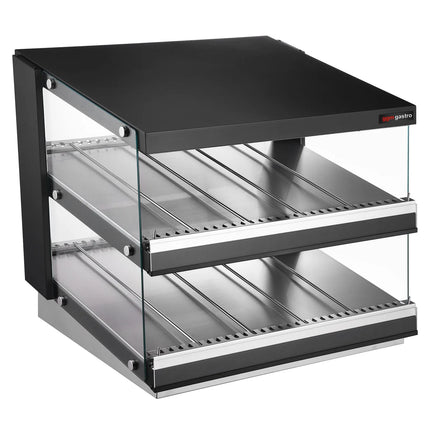 GGM Gastro Commercial Heated Display Cabinet – 800 mm – 1.16 kW – with 2 Shelves – Black
