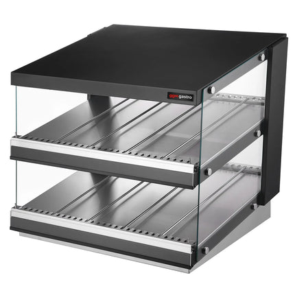 GGM Gastro Commercial Heated Display Cabinet – 800 mm – 1.16 kW – with 2 Shelves – Black