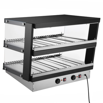 GGM Gastro Commercial Heated Display Cabinet – 800 mm – 1.16 kW – with 2 Shelves – Black