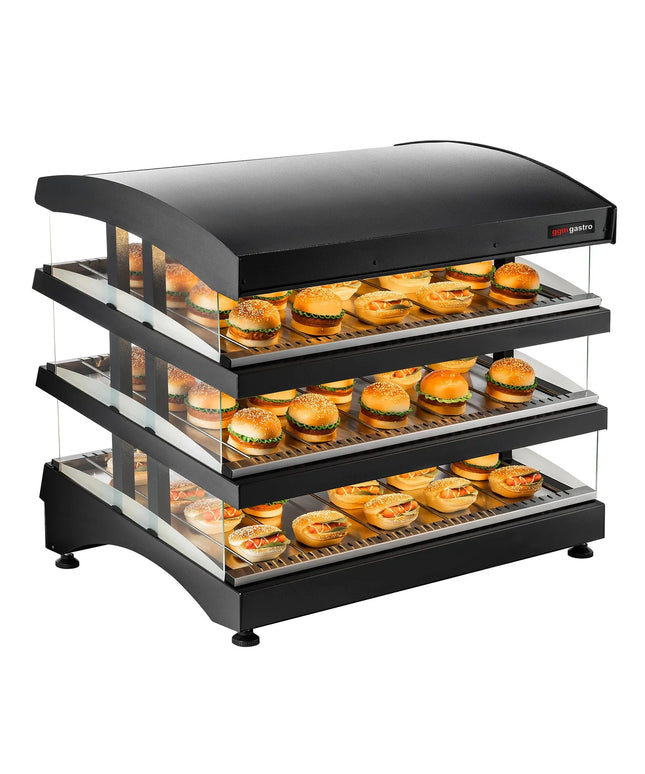 GGM Gastro Commercial Heated Display Cabinet - 995mm - 1.02kW - with 3 shelves - Black