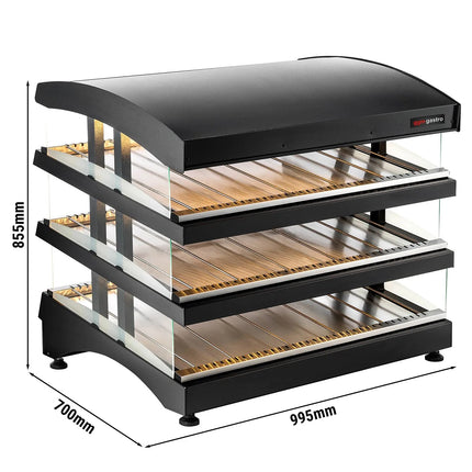 GGM Gastro Commercial Heated Display Cabinet - 995mm - 1.02kW - with 3 shelves - Black