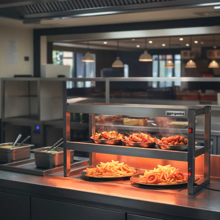 GGM Gastro Commercial Heated Gantry Infrared with Heat Lamps - 1200x300mm - 1.08kW - 2 Tier