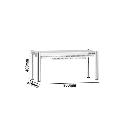 GGM Gastro Commercial Heated Gantry PREMIUM with 1 Ceramic Heater - 800x370mm - 700W - Single Tier - height-adjustable