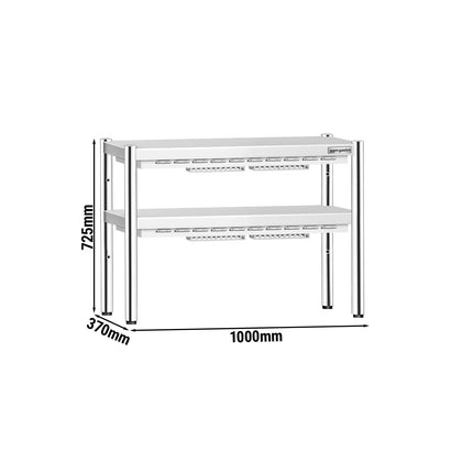 GGM Gastro Commercial Heated Gantry PREMIUM with 2 Ceramic Heaters - 1000x370mm - 2x 700W - 2 Tier - height-adjustable