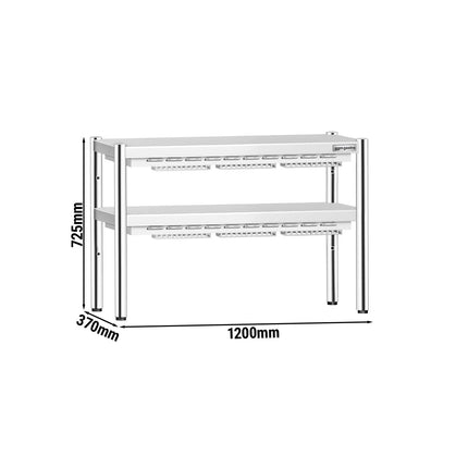 GGM Gastro Commercial Heated Gantry PREMIUM with 2 Ceramic Heaters - 1200x370mm - 2x 1.05kW - 2 Tier - height-adjustable