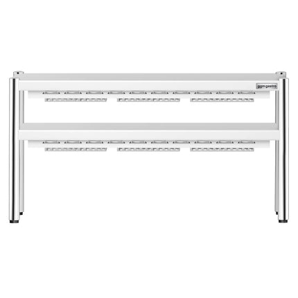 GGM Gastro Commercial Heated Gantry PREMIUM with 2 Ceramic Heaters - 1200x370mm - 2x 1.05kW - 2 Tier - height-adjustable