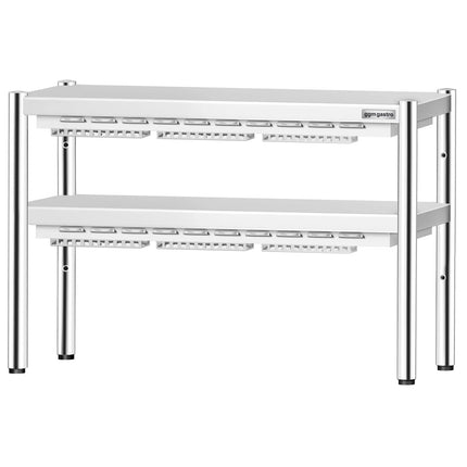 GGM Gastro Commercial Heated Gantry PREMIUM with 2 Ceramic Heaters - 1200x370mm - 2x 1.05kW - 2 Tier - height-adjustable