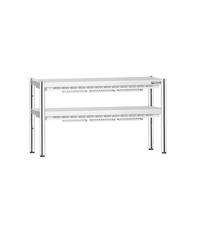 GGM Gastro Commercial Heated Gantry PREMIUM with 2 Ceramic Heaters - 1400x370mm - 2x 1.05kW - 2 Tier - height-adjustable