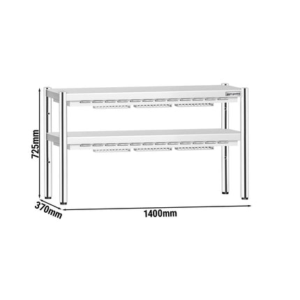 GGM Gastro Commercial Heated Gantry PREMIUM with 2 Ceramic Heaters - 1400x370mm - 2x 1.05kW - 2 Tier - height-adjustable