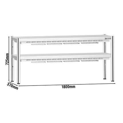 GGM Gastro Commercial Heated Gantry PREMIUM with 2 Ceramic Heaters - 1800x370mm - 2x 1.4kW - 2 Tier - height-adjustable