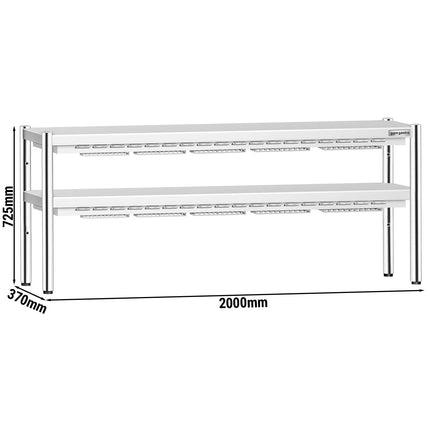 GGM Gastro Commercial Heated Gantry PREMIUM with 2 Ceramic Heaters - 2000x370mm - 2kW - 2 Tier - height-adjustable