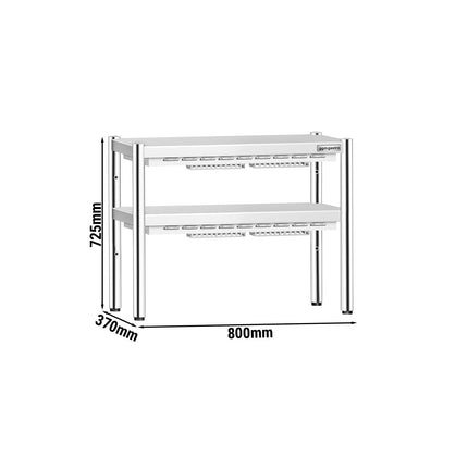 GGM Gastro Commercial Heated Gantry PREMIUM with 2 Ceramic Heaters - 800x370mm - 2x 700W - 2 Tier - height-adjustable