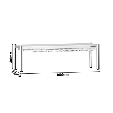 GGM Gastro Commercial Heated Gantry PREMIUM - with Ceramic Heater - 1600x370mm - 1.4kW - Single Tier - height-adjustable
