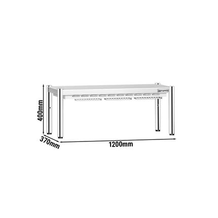 GGM Gastro Commercial Heated Gantry PREMIUM with Ceramic Heaters - 1200x370mm - 1.05kW - Single Tier - height-adjustable
