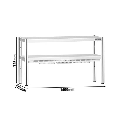 GGM Gastro Commercial Heated Gantry PREMIUM with Ceramic Heaters - 1400x370mm - 1.05kW - 2 Tier - height-adjustable