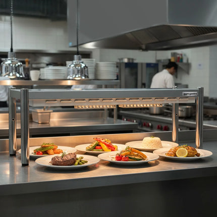 GGM Gastro Commercial Heated Gantry with 2 Ceramic Heaters - 726x120mm - 700W - Single Tier