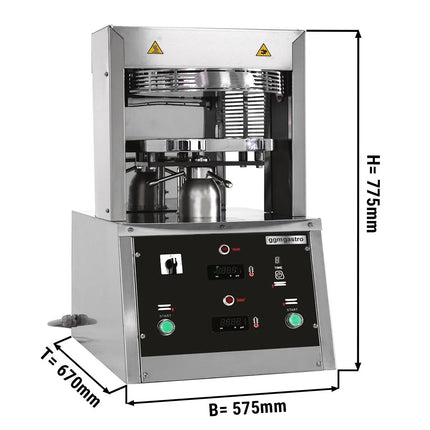 GGM Gastro Commercial Heated Pizza Dough Press - for Pizza Bases Ø450mm (45.7 cm) - Dough 100-500g - 3-Phase